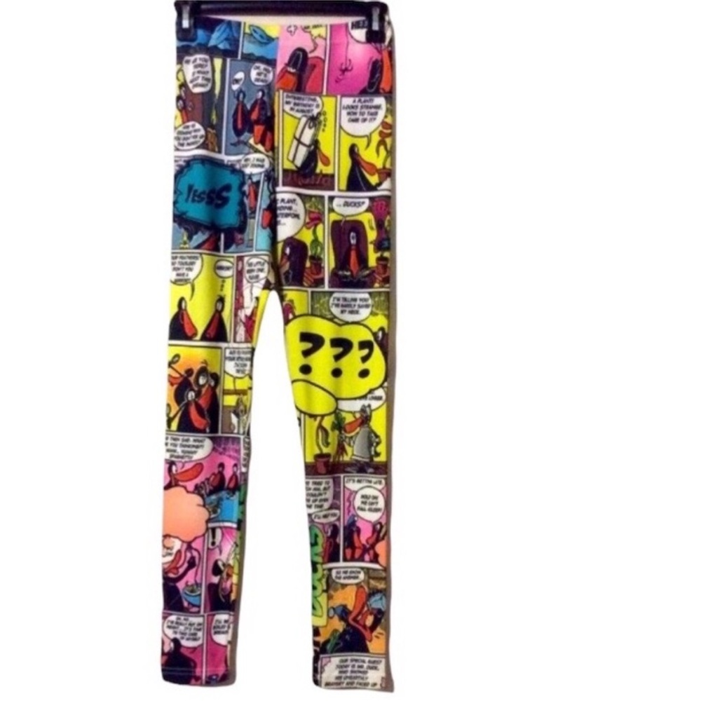 TOUCH ME Brand Colorful CARTOON Comic Strip SCENIC Leggings Size SMALL